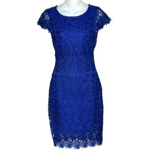 RUBBER DUCKY LULU'S SEXY "SUITE LIFE" ROYAL BLUE LACE BACKLESS DRESS SIZE MEDIUM